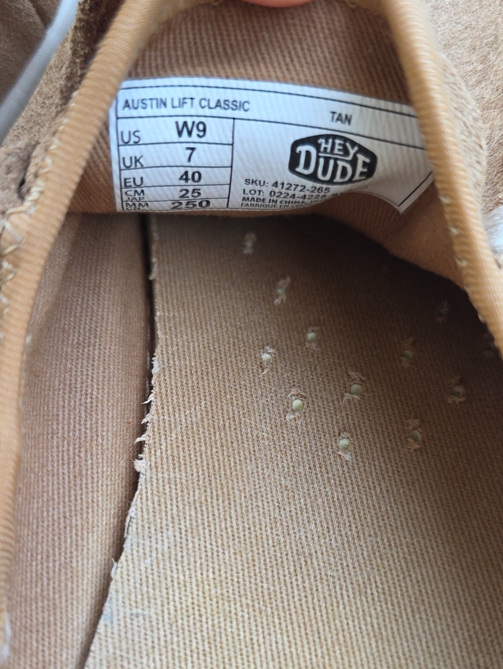 Hey Dude Austin Lift Platform Classic Tan Suede Leather Mule Size 9 - Picture 11 of 12